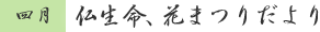 四月 仏生命、花まつりだより