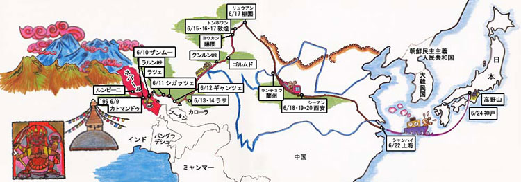 仏舎利請来の地図